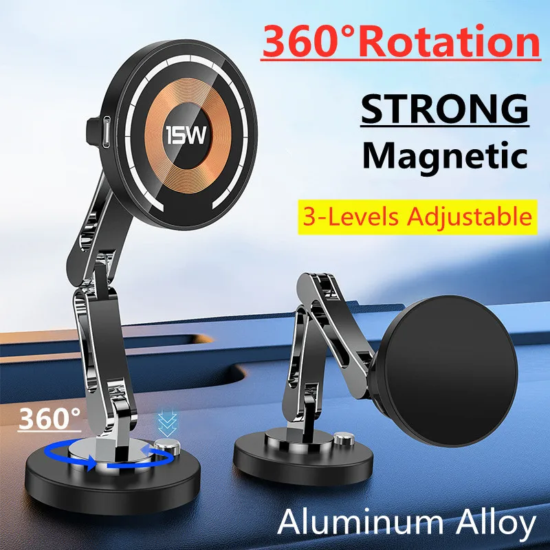 Wireless Car Charger Mount Fast Charging - Magnetyczna bezprzewodowa ładowarka samochodowa ze stojakiem