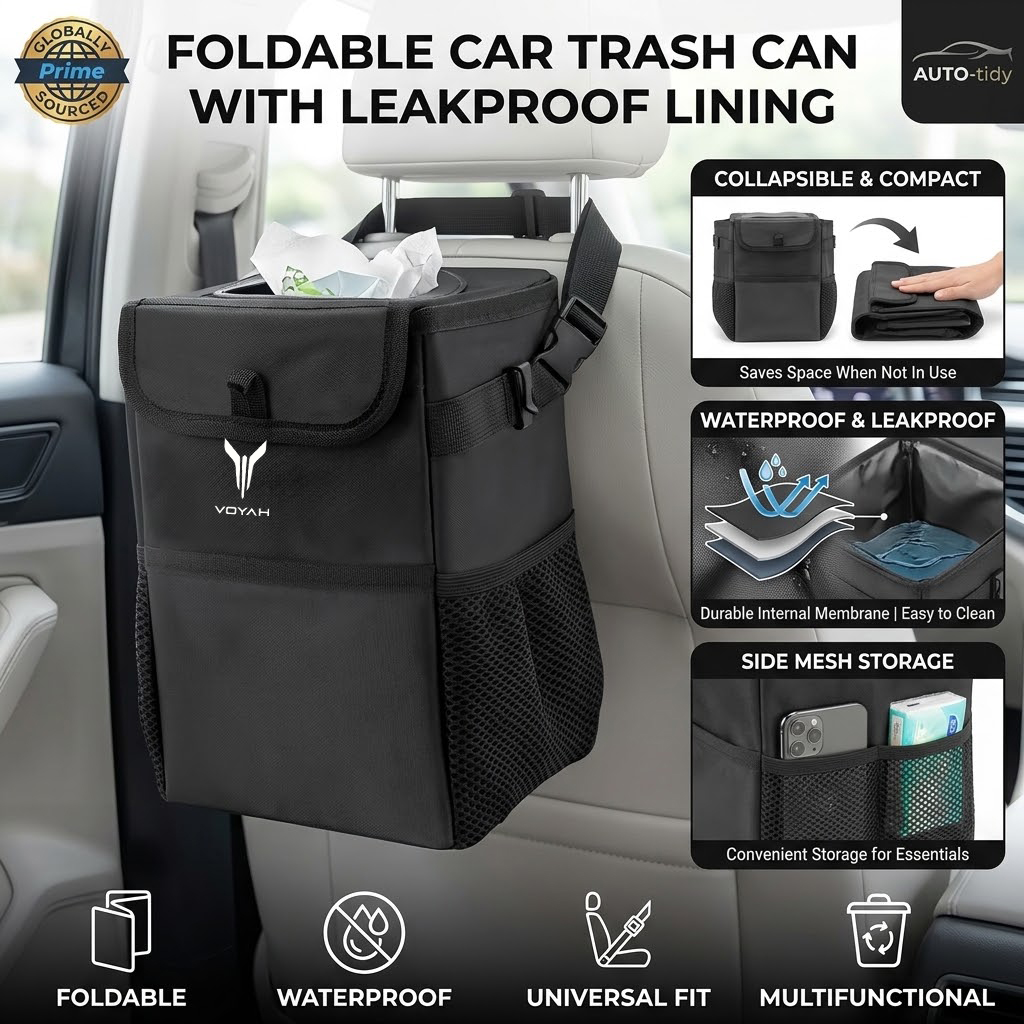 Składany, przenośny, szczelny, – Waterproof Car Trash Can With Lid recenzja i cena